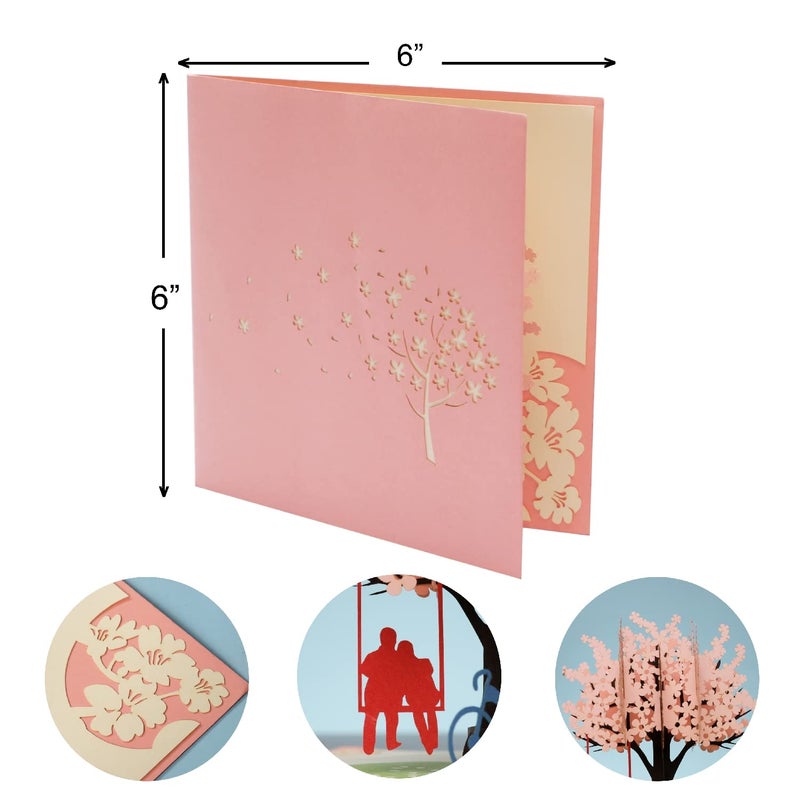 CUTE POPUP - Valentine Pop Up Card with Romantic Cherry Blossom Design, First Anniversary Card for Wife, Husband, Loved One - The Perfect 3D Card on Valentine, Birthday, Wedding Anniversary - Image 3